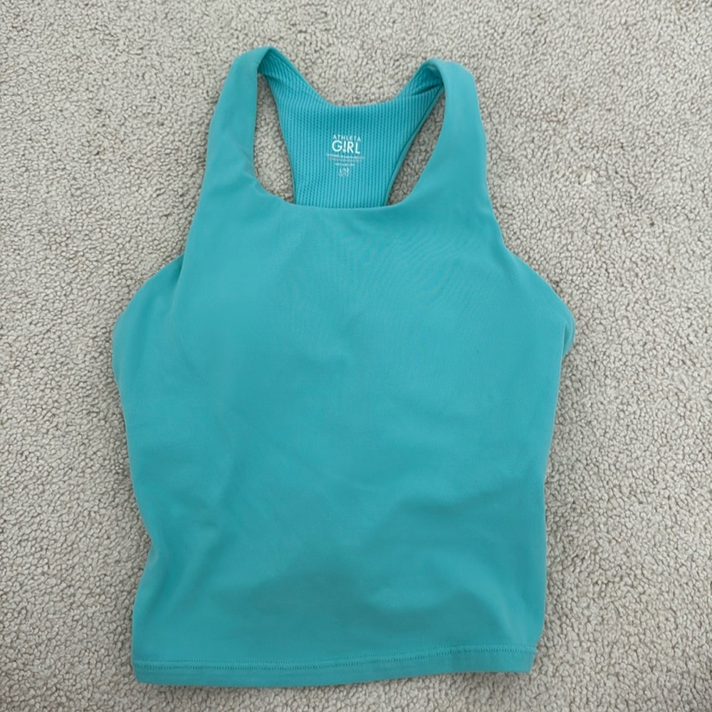 athleta girl built in bra athletic tank (light teal/aqua)